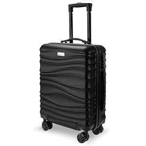 AVIO Wave Cabin Suitcase 55x40x20cm – Lightweight Hard Shell Cabin Luggage with 4 Double Spinner Wheels, Telescopic Handle & Organised Interior – Small Cabin Size Carry On Travel Suitcase