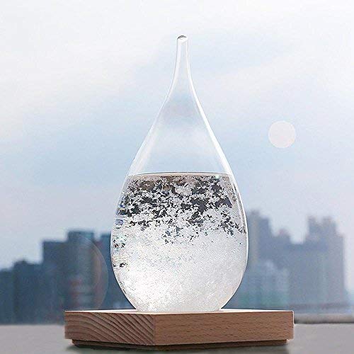 Storm Glass Weather Station Barometer with Wooden Base Scientific Decorative Gift - Medium