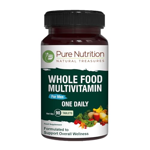 Pure Nutrition Whole Food Multivitamins for Men | 90 Tabs | One-A-Day | 100% RDA | 24 Natural Vitamins and Minerals | All Natural Plant Based Men's Multivitamin | 3 Months Supply