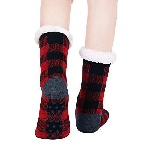 Image of Chassic Sherpa Lined Slipper Socks for Women, Non-Slip Cozy Winter House Socks, Soft Fuzzy Socks, Christmas Gifts for Women & Ladies Stocking Stuffers