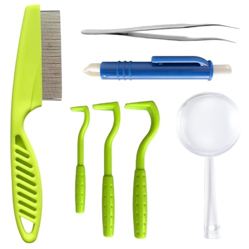 OHREN Pince à tiques pour Chien 5 en1, Ensemble de Crochets à tiques pour Humains, Chats et Divers Animaux de Compagnie