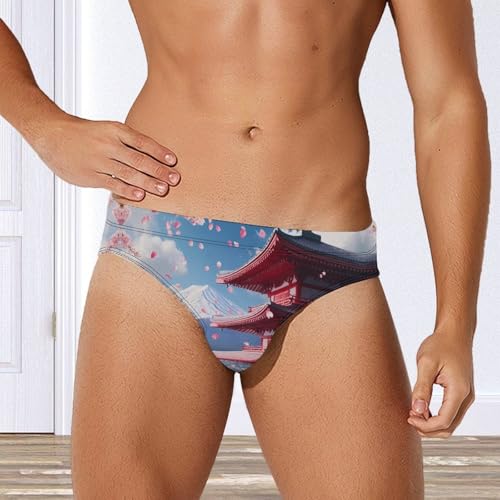 Cherry Flowers Mount Fuji Mens Swim Briefs Quick Dry Swim Trunk Bikini Underwear Swimsuit4