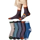 [Yomezuu] 靴下 メンズ 冬 暖かい 5足セット 厚手 【防臭・抗菌・吸汗 】防寒 ソックス あったか 吸汗消臭 耐久性 保温 登山 靴下 24-28㎝ (JP, アルファベット, Free Size, ５足セット1)