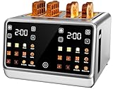 Touch Screen Toaster 4 Slice, Digital Smart Dual Control Touchscreen, Stainless Steel, 6 Toast Types & Levels include Bread, Bagel, with Defrost/Reheat/Single Slot Toasting Function