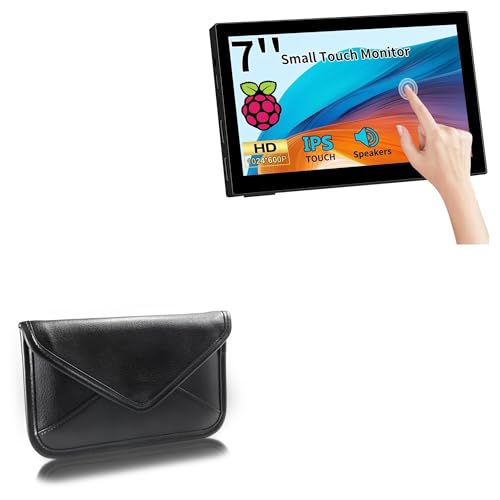 BoxWave Case Compatible with Kenowa 7 Inch - Elite Leather Messenger Pouch, Synthetic Leather Cover Case Envelope Design - Jet Black