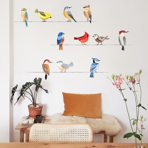 Vinilo decorativo pájaros acuarela 90 x 30 cm miniatura 2