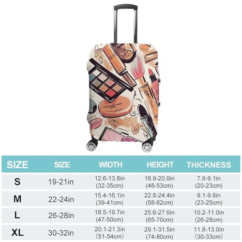 Cosmetic And Makeup Theme Pattern Luggage Cover, Washable Elastic Suitcase Cover Protector Fit 18-32 Inch Luggage2