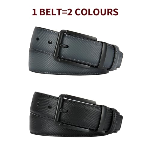 Image of DOOPAI Reversible Leather Belt for Men 1.25 inch - Dual Sided Dress and Casual Belt, Trim to Fit, 2 Styles in One Belt
