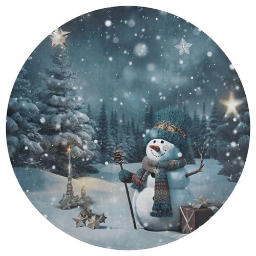 Alfombra de muñeco de nieve navideña pequeña lavable de comedor 5