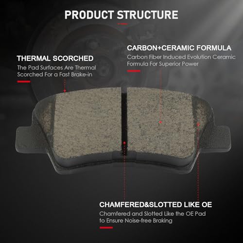 Image of cciyu D1813 Rear Ceramic Disc Brake Pads Kit Fit For Hyundai For Elantra GT 2016-2020,For Kona 2022-2023,For Kona Electric 2019-2023,For Sonata 2016-2019,For Veloster 2016-2017 2019-2021