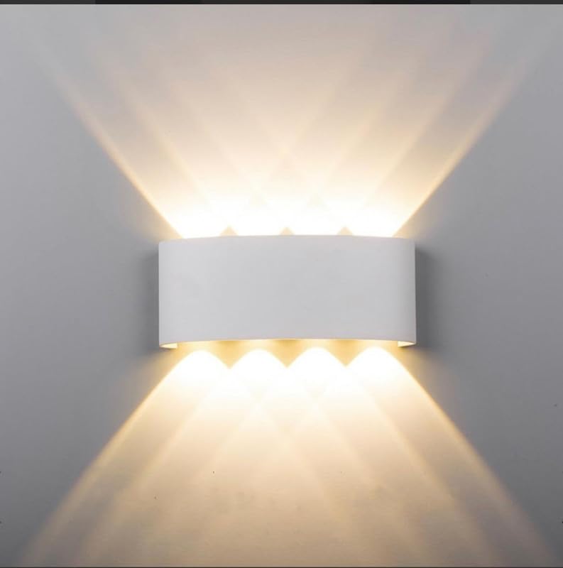 Outdoor Wall Lights 8W Modern LED Wall Light Sconce IP68 Waterproof Outdoor Wall Lamp Up Down Wall Lighting, Cool White