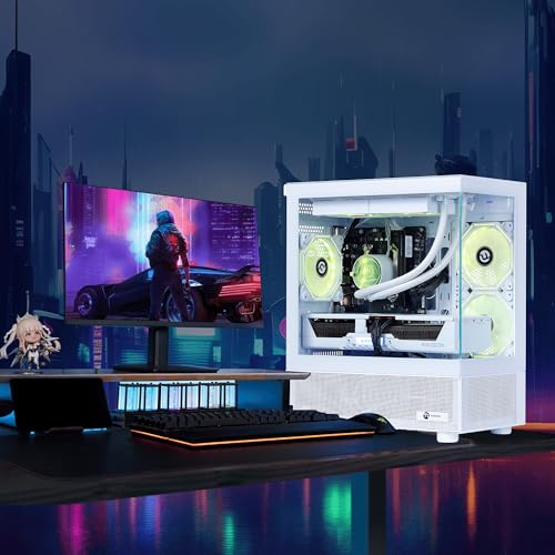 Image of NINGMEI Gaming PC Desktop, AMD Ryzen 7 7800X3D 8 core 4.2GHz(up to 5.0GHz), AMD Radeon RX 9070 XT 16GB, 32GB DDR5 RAM 6000MHz, 2TB NVME SSD, 850W Gold PSU, Windows 11 Home 64-bit, White