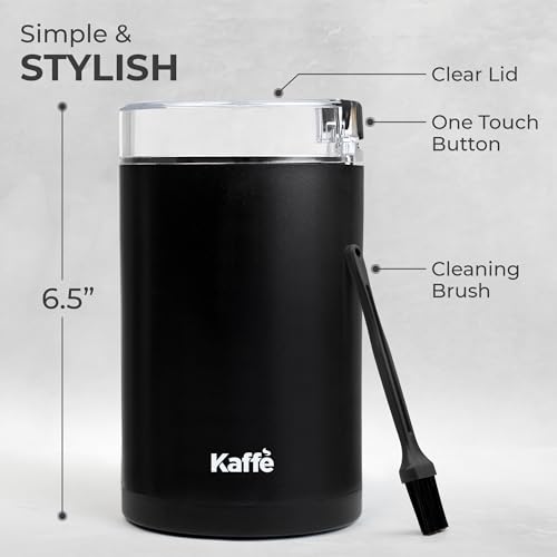 Kaffe One-Touch Electric Coffee Grinder (3 oz) - Up to 12 Cups per Grind, Matte Black