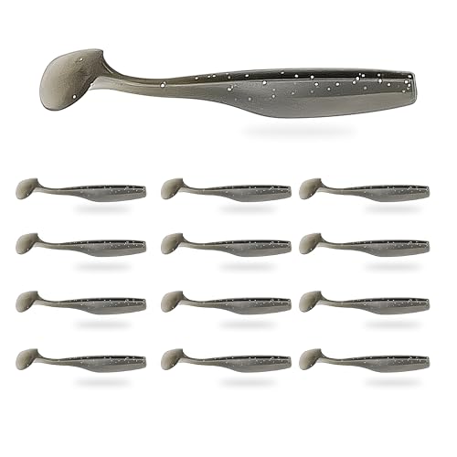 Fish On Tackle 3 1/4" Soft Plastic Paddle Tail Swimbait Pack of 12 - Smoke