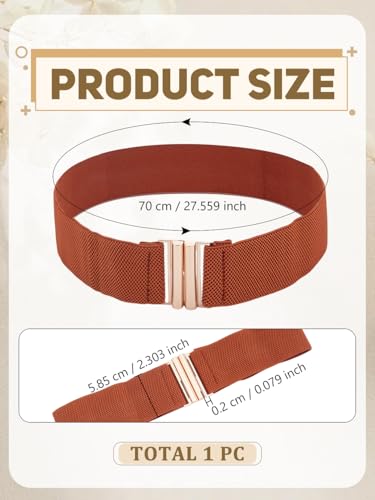 1Pcs Polyester Elastic Chain Belt, Alloy Clasp Waist Belt Saddle Brown Adjustable Stretch Waistband for Women Men Dresses Jeans Coats Overcoat Casual, 27-1/2 inch(70cm)2