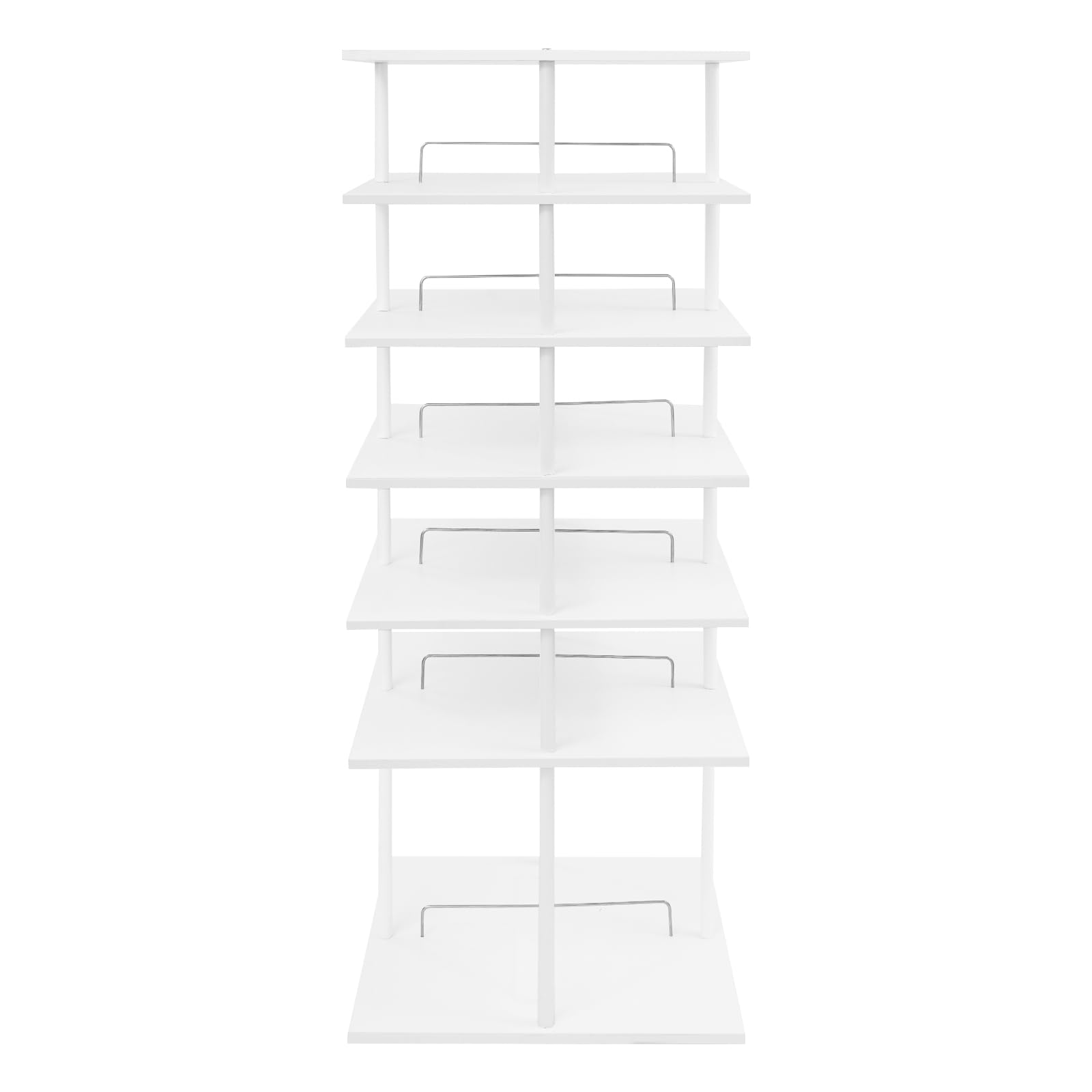 6 Ebenen Drehbare Schschrank Schuhaufbewahrungsregal | 360° drehbar, Schuhregal, weiß 57x57x155cm, Schuhständer Aufbewahrung für Flur