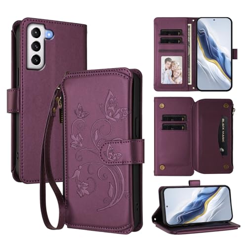 Cover Compatibile con Samsung Galaxy S22 5G con S22 5G Cordinoã€5 Portacarteã€ã€Portafoglio a cernieraã€ã€Chiusura magnetica〠Stand Flip Custodia Violet