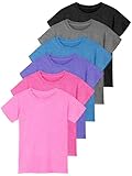 Poroka 6 Pack Girls Athletic Shirts Short Sleeve T-Shirts Crew Neck Dry-Fit Shirts Activewear Tees Tops Casual...