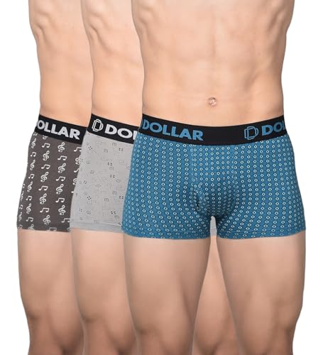 Image of Dollar Bigboss Men's Assorted Pack of 3 Cotton Trunk (Colour & Print May Vary)