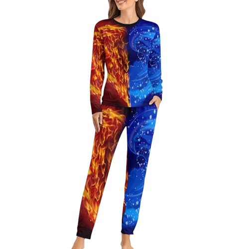 Pyjama femme Glace Et Feu ensemble t-shirt manches longues et pantalon homewear