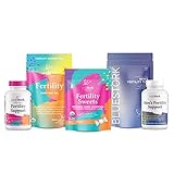 Pink Stork Premier Fertility Bundle: Fertility Supplements for Women + Men, Conception Prenatal Vitamins, Fertility Tea, Fertility Sweets, Inositol + Vitex + Zinc + Folate + Maca Root, Women-Owned