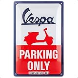 Nostalgic-Art Vespa Parking Only Tin Sign - Metallic, 20 x 30 cm, Multi-Colour
