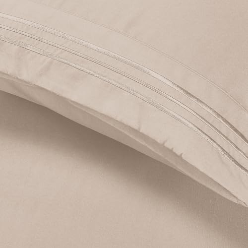Image of Elegant Comfort Luxury Ultra-Soft 2-Piece Pillowcase Set - 1500 Premium Hotel Quality Microfiber Double Brushed - Wrinkle Resistant, King, Cream