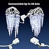 Meteor Shower Christmas Lights for Outside 61 LED 10.5 ft 10 Pieces Crystal Snow Falling Icicle Cascading Outdoor Cool White Wire connectable Waterproof Indoor for Garden Xmas Tree Wedding Decoration