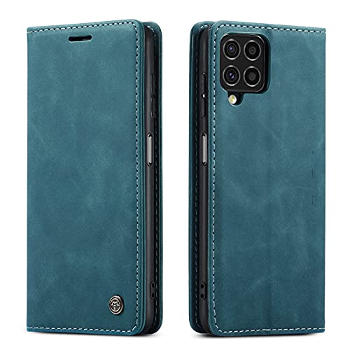 Image of BOUNCEBACK Faux Leather Flip Flap Back Stand Case /Cover For Samsung Galaxy M42 - Cool Blue