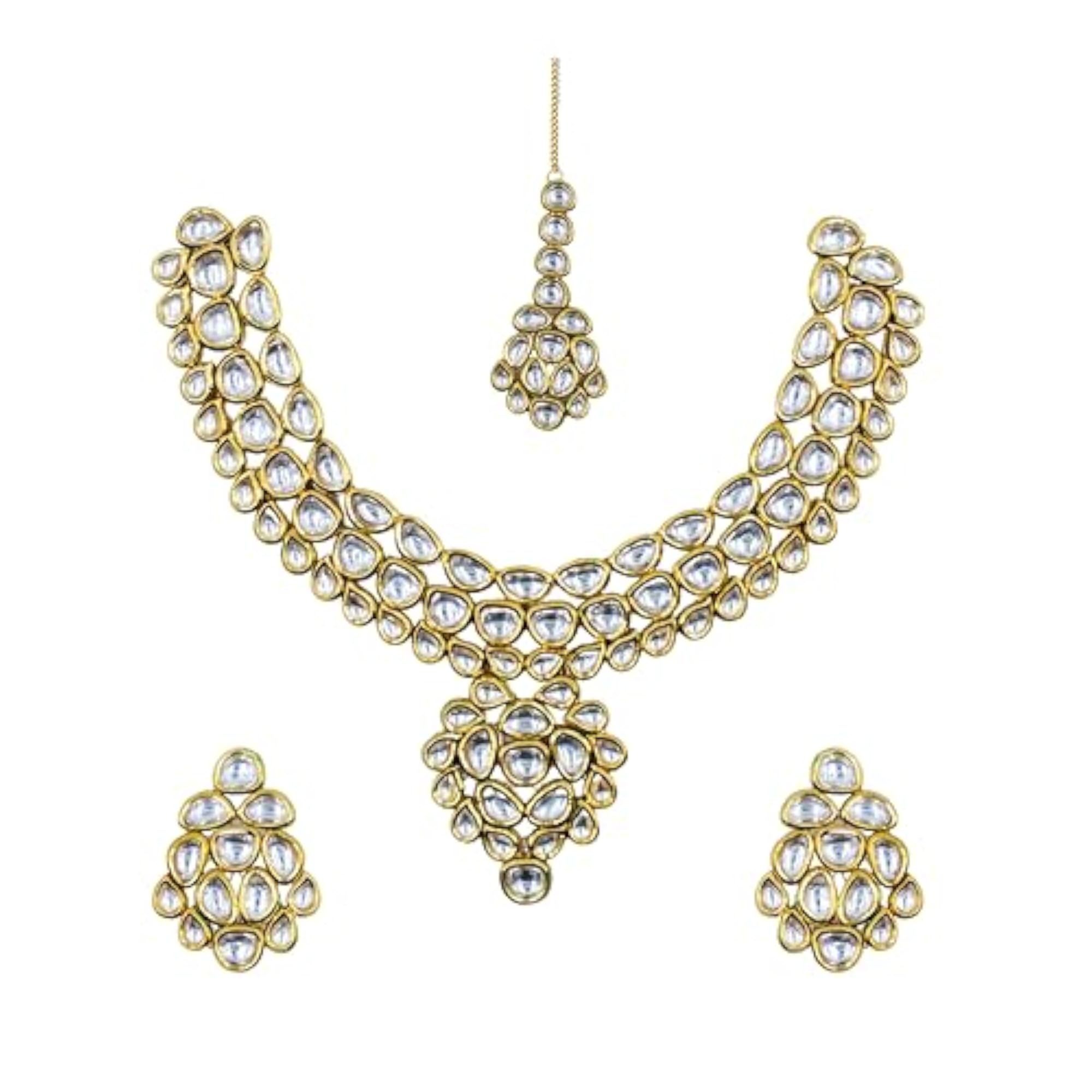 Gold Plated Meenakari Kundan Choker Necklace Set with Earrings