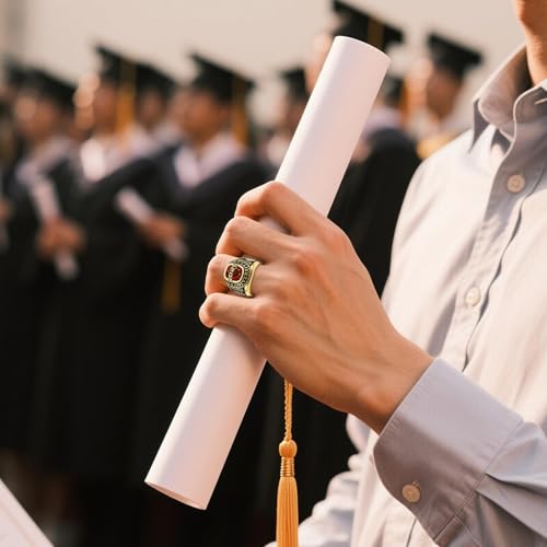 Custom Band Class Rings for Men Sterling Silver/10k/14k/18k High School College Rings Graduation Ring with Birthstone Graduation Gifts for Men4