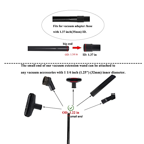 Huiaway 3 Pcs 1.25Inch 32Mm Vacuum Extension Wand 1 1/4" Plastic Wand Pipe For Vacuum Cleaner Replacement Tubes Extend To 14.6 Inch Long #TOP2
