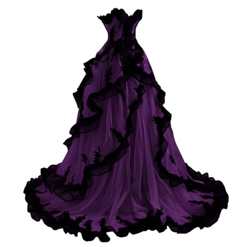 Mouccy Vintage Strapless Wedding Dresses for Bride with Train Tulle