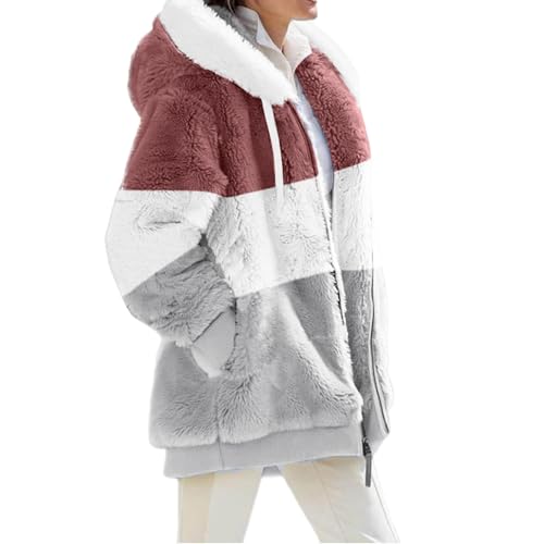 Forro polar de mujer con bloque de color cálido y bolsillos funcionales para invierno 4