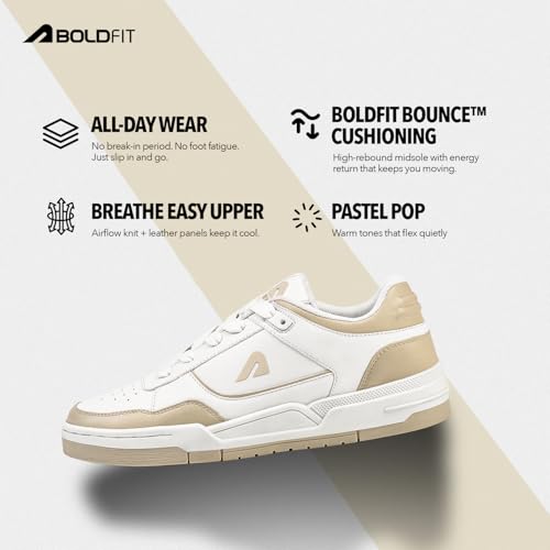 Image of Boldfit Sneakers for Women Comfortable Air Faux Leather Shoes for Woman, Lace-Up Casual Girls Shoe, Lightweight Sneaker Shoes for Woman DripWave