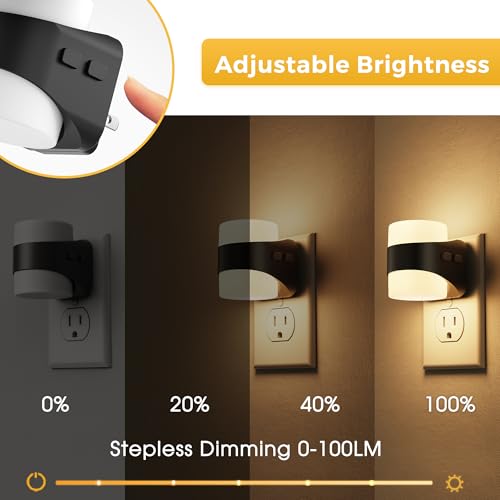 Image of L LOHAS LED Night Lights Plug into Wall with 3CCT Adjustable (3000K /4000K /5000K), 3 Level Dimmable Night Light, 1W Low Power Nightlight with Auto On /Off Sensor, 2 Pack