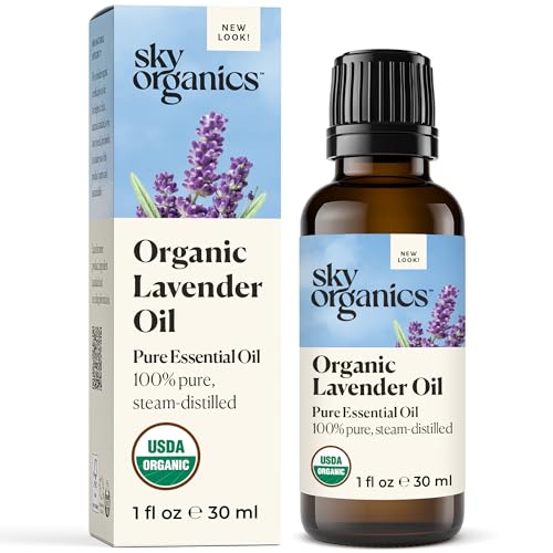 Sky Organics Organic Lavender Essential Oil, 100% Pure and Cold Pressed USDA Certified Organic for Aromatherapy & DIY, 1 Fl Oz.