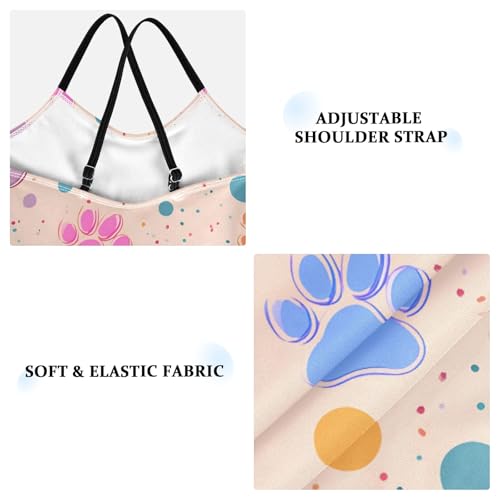 Rainbow Footprint Pattern Girls Swimsuit One Piece Bathing Suit Beach Swimwear with Adjustable Straps 3-10Years3