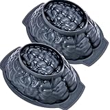 Dootafy Silicone Brain Mold 2 Pack Halloween Cake Mold, Large Volume Baking Mold with Support Base for Halloween Cake Candy Chocolate Jelly or Pudding, 8 inch, Black, BK004-2