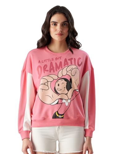 Image of The Souled Store Cotton Blend Official Oyl: Little Bit Dramatic Women's Round Neck Oversized Sweatshirts