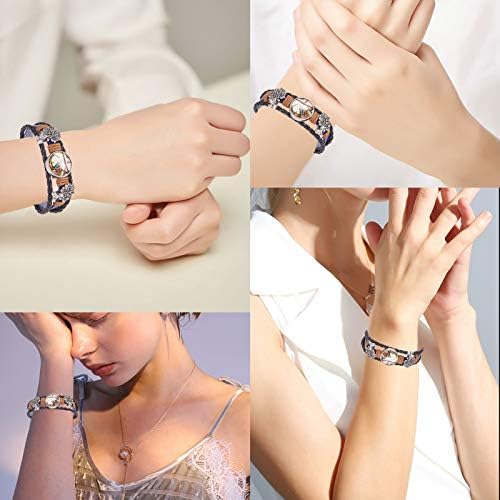 SUNNYCLUE DIY 3 Sets 7.75" Braided Leather Bracelet Making Kit Multilayer Rope Bangle Cuff Wristband with Blank Alloy Cabochon Bezel Tray, Clear Glass Cabochon 18mm, Tree, Antique Silver