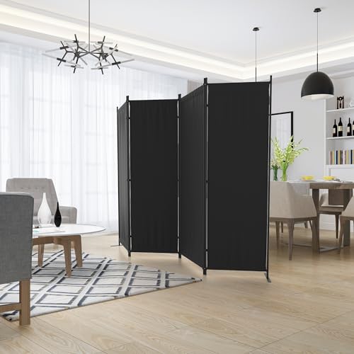 GOJOOASIS Room Dividers Folding Privacy Screens Wall Divider Screen Panels Room Screen Divider Indoor Portable Partition (Black, 4-Panel) - Thumbnail 6