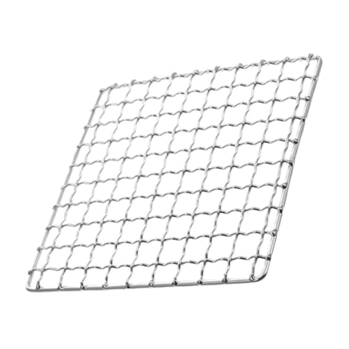 IWOWHERO Stainless Steel Square Grill Rack 18x18cm Outdoor Cooking Essentials BBQ Mat for Tofu Chicken Nonstick Coating Easy to Clean Grill Mat for Tailgating
