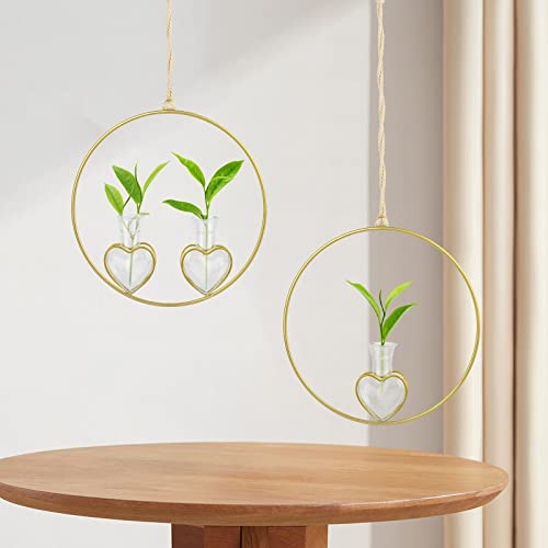 Kbcsun Plant Propagation Station Wall Hanging Planter With Led Lights, Metal Plant Terrarium 3 Glass Tubes Vase For Hydroponic Plant Cutting Flower Home Decor #TOP5