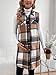 MakeMeChic Women's Maternity Vest Outerwear Plaid Print Collared Button Down Pregnancy Midi Coat Brown Large