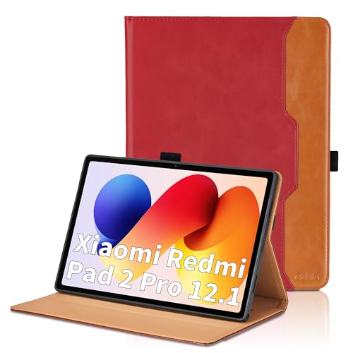 Poche pour Xiaomi Redmi Pad Pro et Poco Pad M1, Housse Rouge de Voyage Multi-Angle