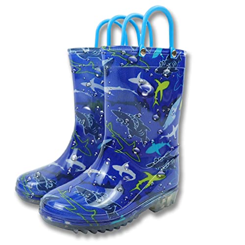 Botas de Agua para Niños y Niñas Botas de Lluvia de Goma Niñito Dibujos Animados Zapatos Impermeables Antideslizante Con Asas Cover