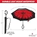 Sharpty Inverted Umbrella for Women - Windproof & Reverse - Easy to Open and Close - Upside Down & C-Shaped Handle - Rain & Wind Resistant - For Travel - Red Flower