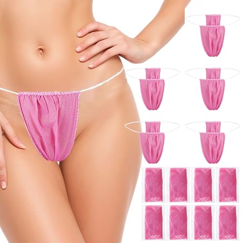 Image of Telooco 100 Pcs Disposable Thong Panties Women T Thong for Spa Non-woven Fabrics Disposable Underwear for Spray Tanning