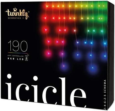 Twinkly Icicle 190 LED RGB, Lumières Cascade LED Extérieur et Int...